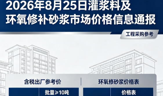 措美2026年8月25日灌浆料及环氧修补砂浆市场价格信息通报